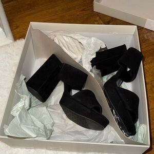 black suede high heels